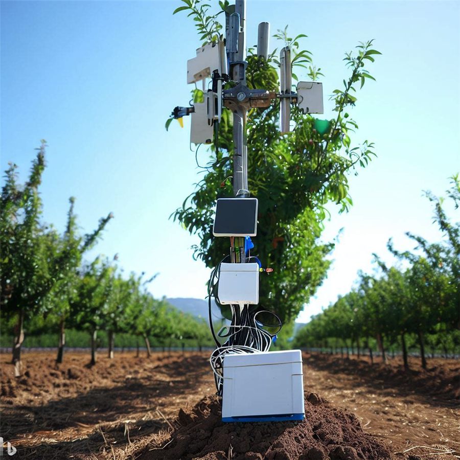 AgroNIT agro node and gateway installed in a young orchard