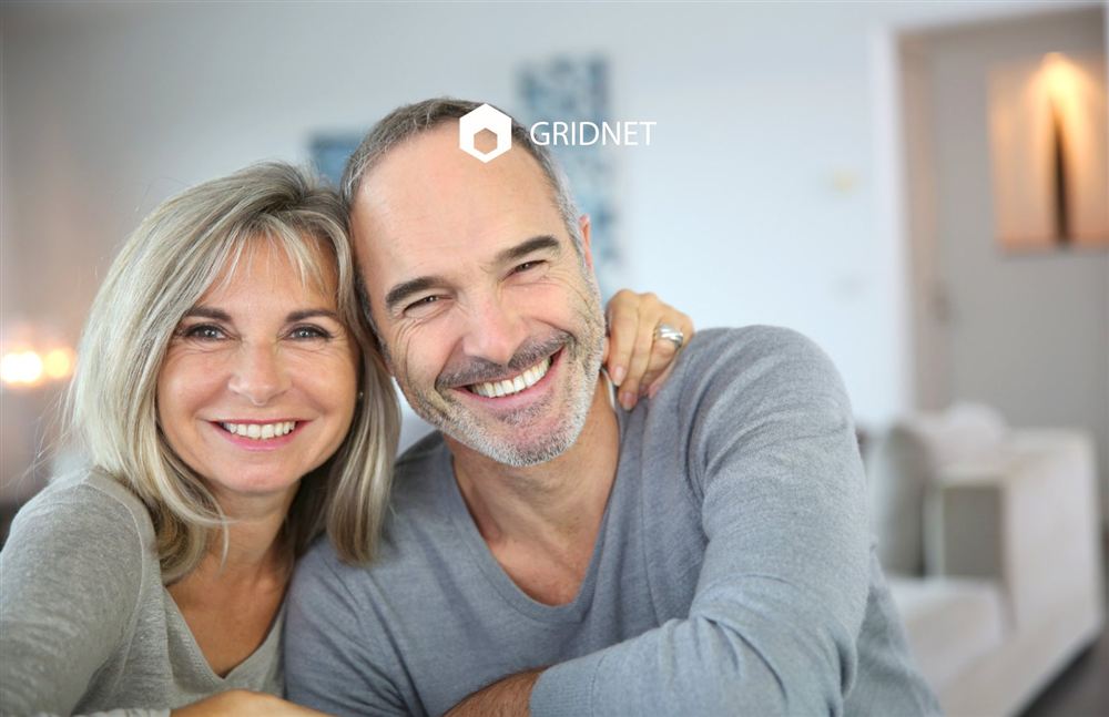 Smiling couple at home