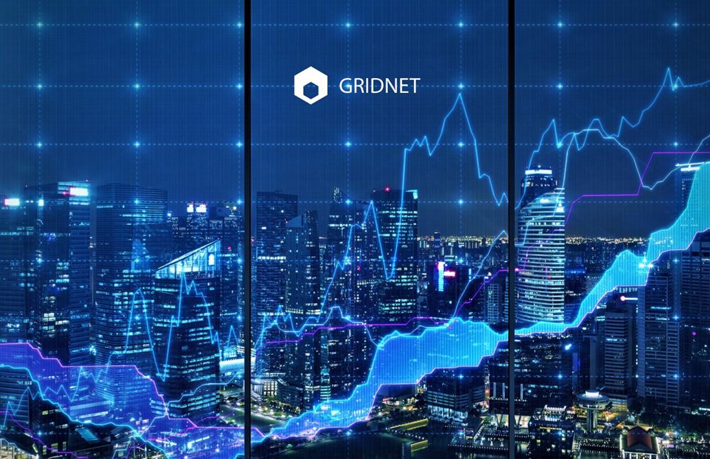 City at night with glowing data charts