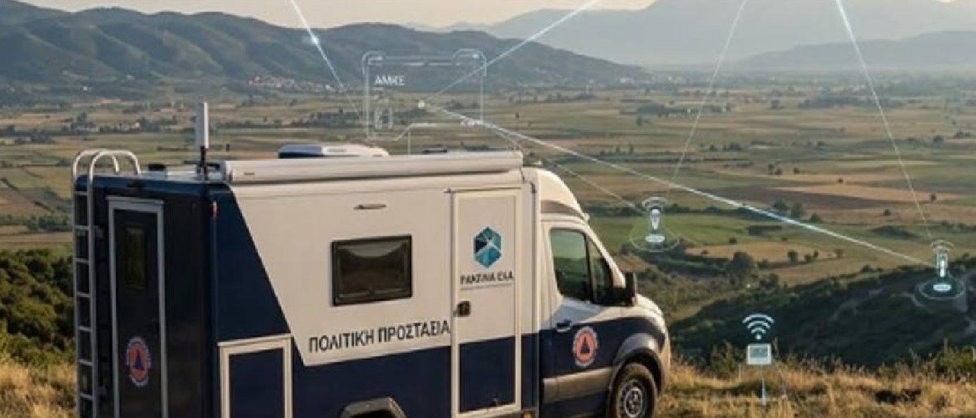 Civil protection mobile unit connected to IoT stations over the Thessaly plain (visualisation)