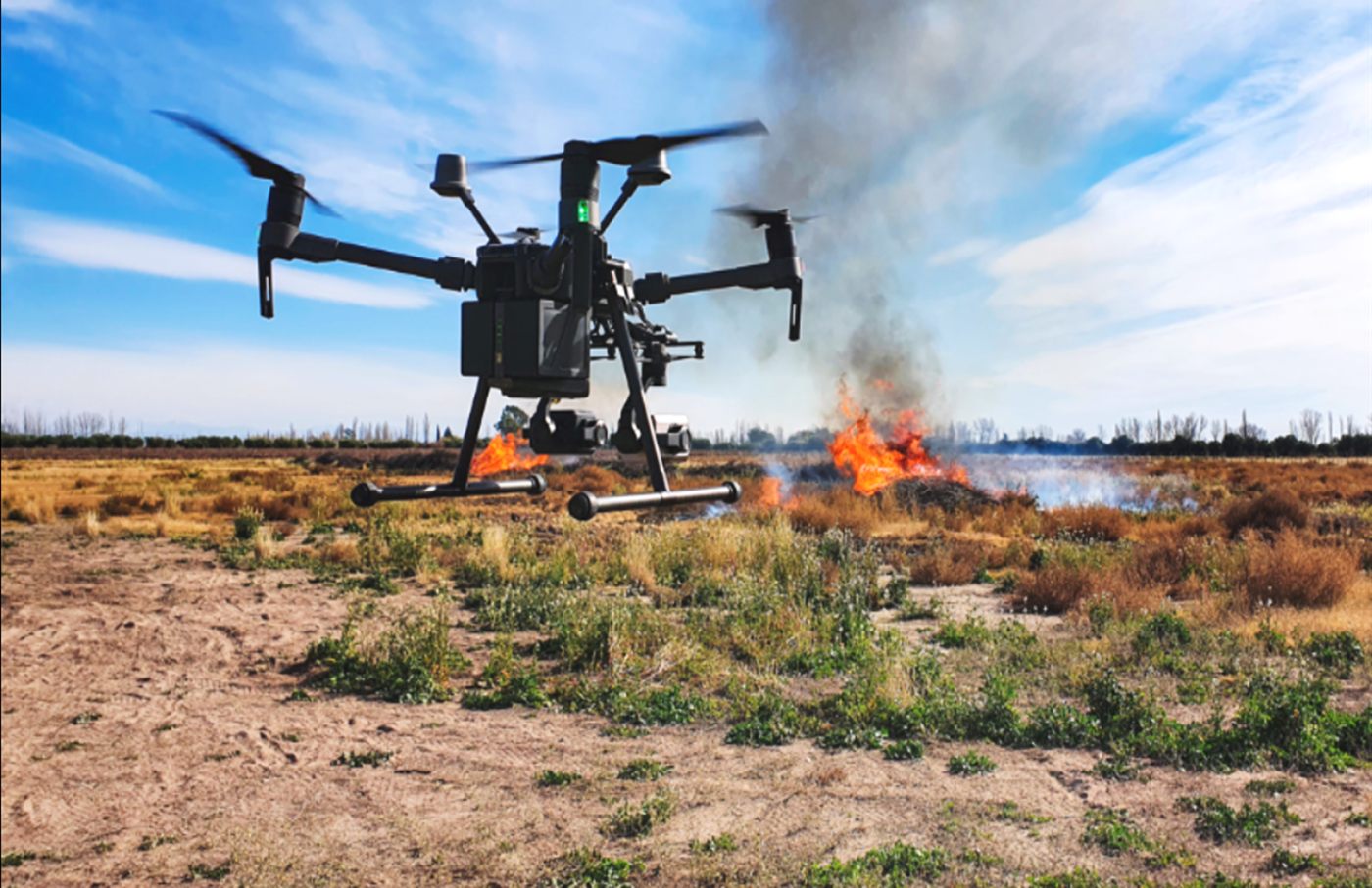 Mobile Unit-C2 drone over a wildfire