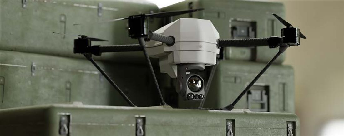 KHRONOS tethered drone landing on its rugged dronebox