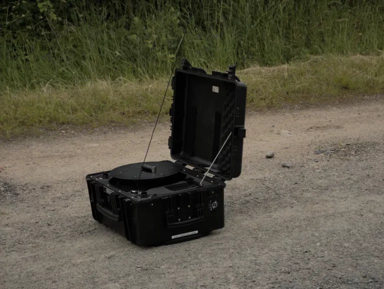 LIGH-T 4 compact tether station with its case open on a field road
