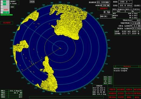 Simulated radar display