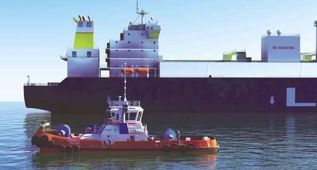 Tug assisting a vessel during berthing
