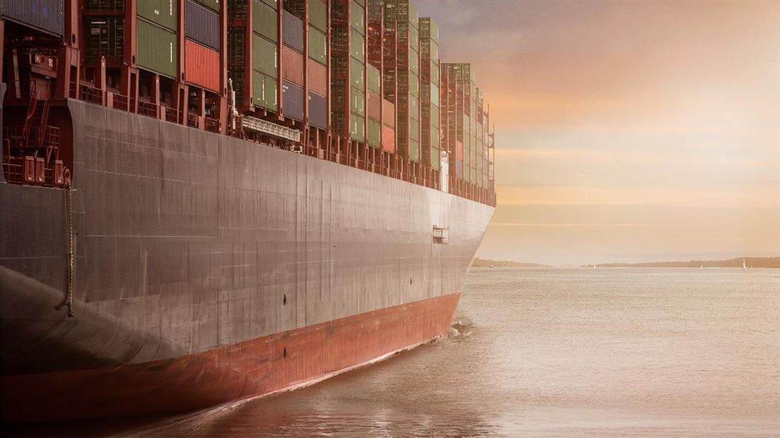 Container ship at sea