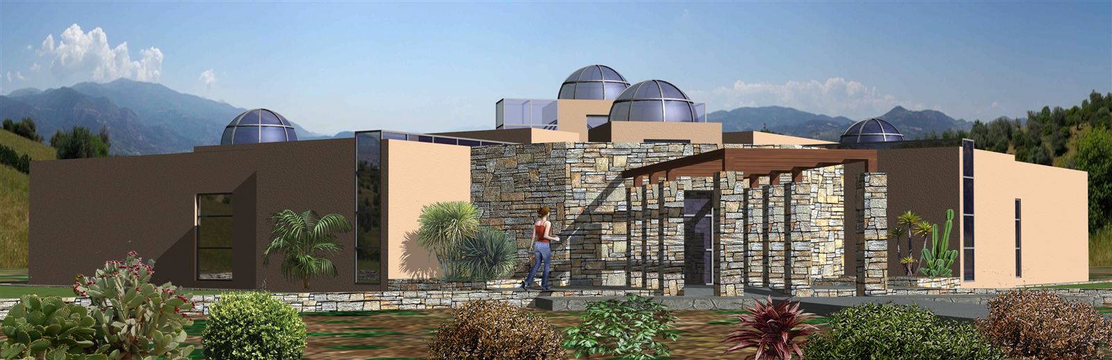North side of the building in the landscape